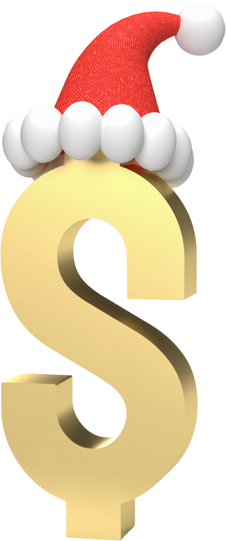 gold-dollar-symbol-santa-hat-white-background-3d-rendering